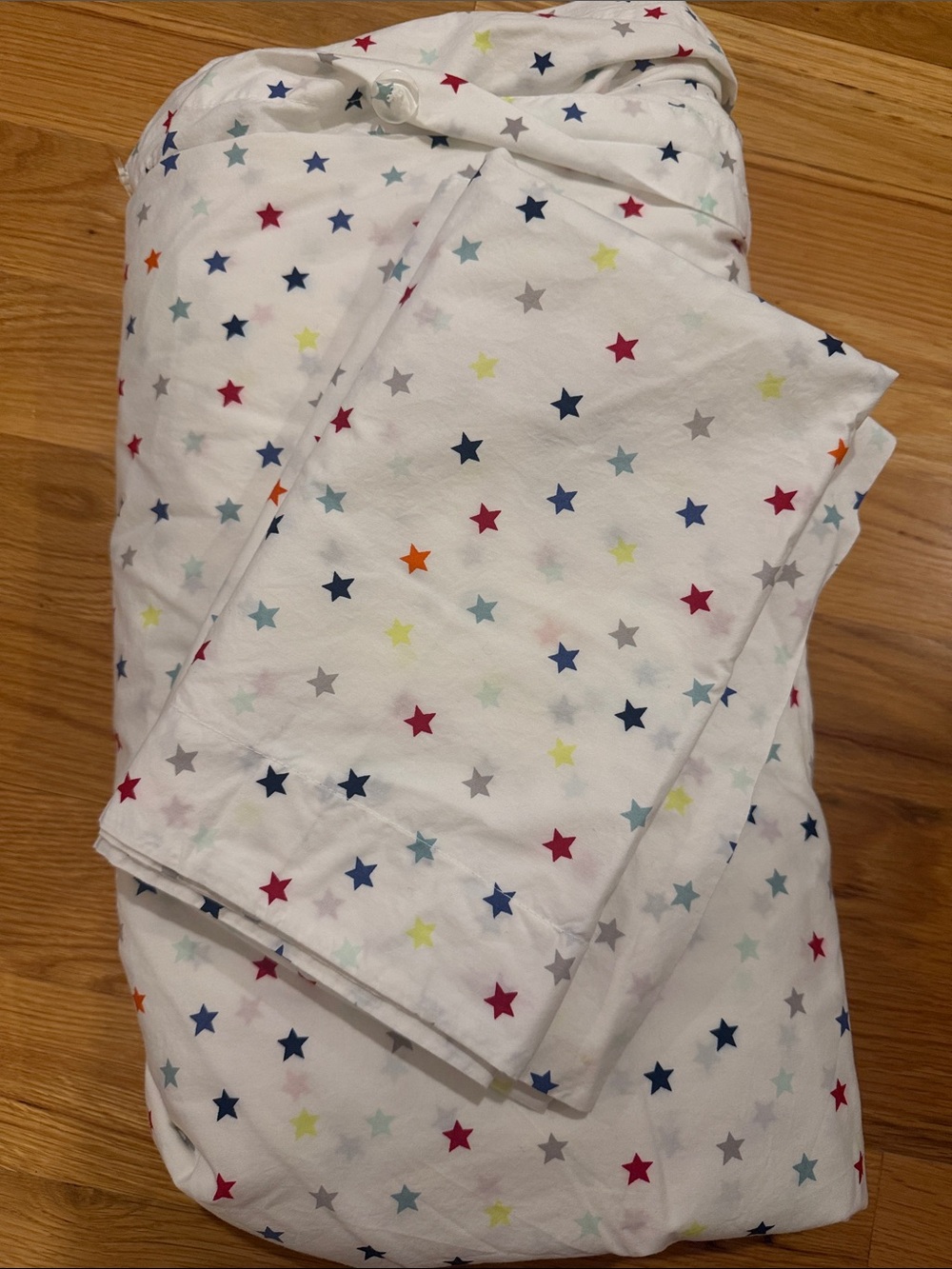 Pottery Barn Kids Organic Multi Star Full Queen Duvet Cover 2 Shams 3-Pc Set